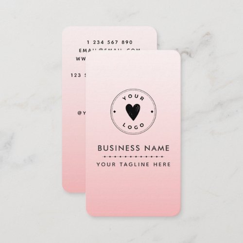 Blush Pink Add Your Cute Logo QR Code Social Media Business Card