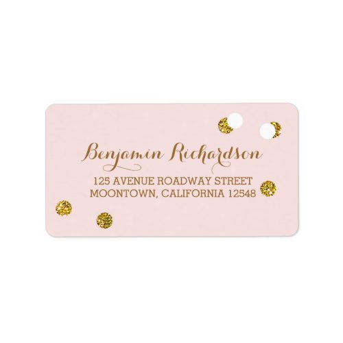 blush pink address labels with glitter confetti