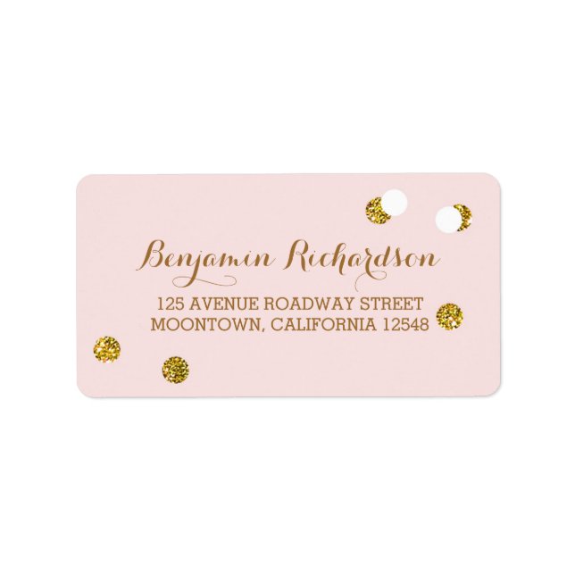 blush pink address labels with glitter confetti (Front)
