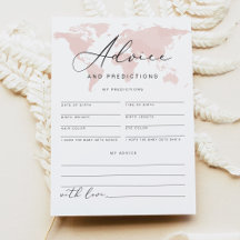 Blush Pink Adventure Baby Advice Predictions Card