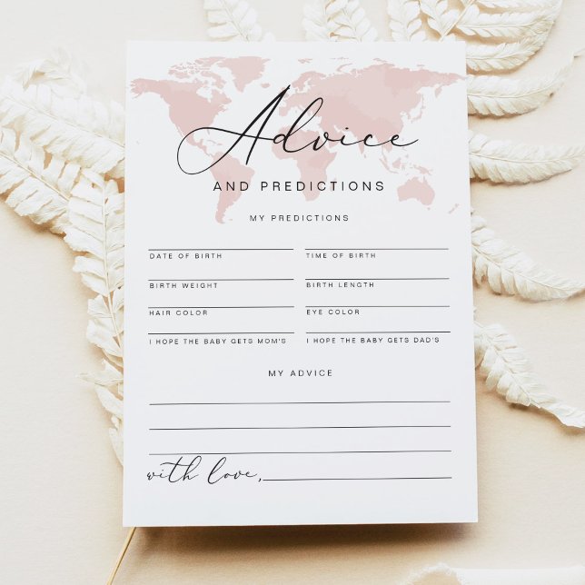 Blush Pink Adventure Baby Advice Predictions Card (Creator Uploaded)