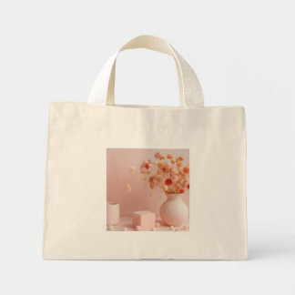 Blush Pink Aesthetic Mug - Boho Dried Flowers Mug Mini Tote Bag