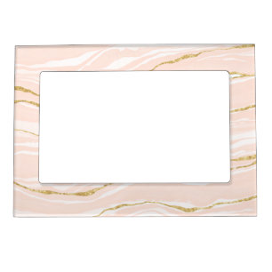 Blush Pink Agate Geode Gold Glitter Magnetic Frame