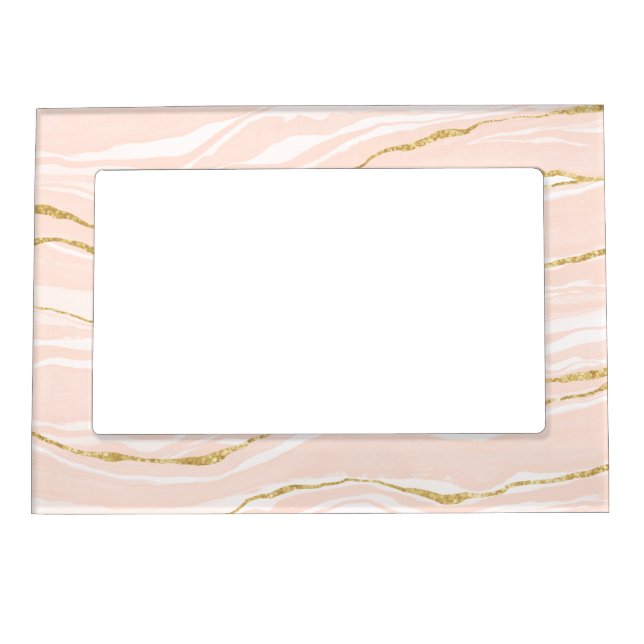 Blush Pink Agate Geode Gold Glitter Magnetic Frame (Front)