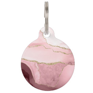 Blush Pink agate Personalised Pet ID Tag