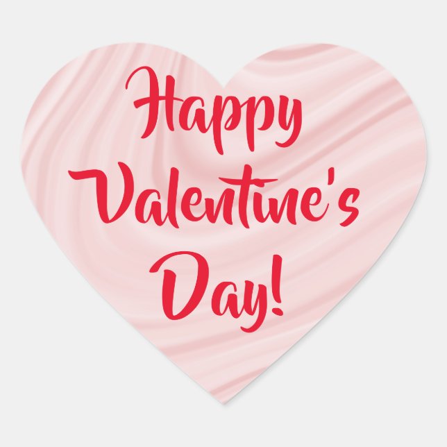Blush pink agate swirls Happy Valentine's Day Heart Sticker (Front)