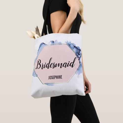 Blush Pink Airy Blue Watercolor Bridesmaid Tote Bag