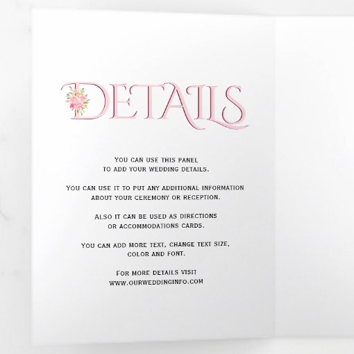 Blush Pink Ampersand With Pink Roses Wedding Tri Fold Invitation Zazzle 4819