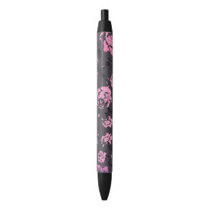 Blush Pink and Black Floral Print Rustic Roses Pen
