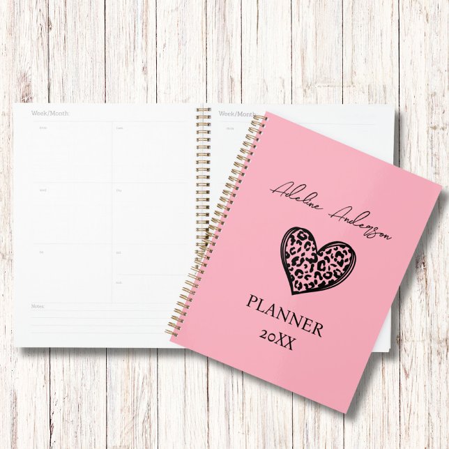 Blush Pink and Black Leopard Pattern Heart  Planner (Creator Uploaded)