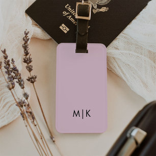 Blush Pink and Black Modern Monogram Luggage Tag