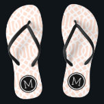 Blush Pink and Black Trellis Monogram Flip Flops<br><div class="desc">Custom printed flip flop sandals with a stylish modern trellis pattern and your custom monogram or other text in a circle frame. Click Customize It to change text fonts and colors or add your own images to create a unique one of a kind design!</div>