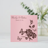 Blush Pink and Brown Butterfly Floral Invitation (Standing Front)