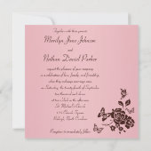 Blush Pink and Brown Butterfly Floral Invitation (Back)