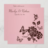 Blush Pink and Brown Butterfly Floral Invitation (Front/Back)
