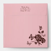 Blush Pink and Brown Butterfly Floral Sq. Envelope (Back (Top Flap))