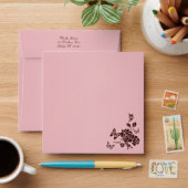 Blush Pink and Brown Butterfly Floral Sq. Envelope (Desk)