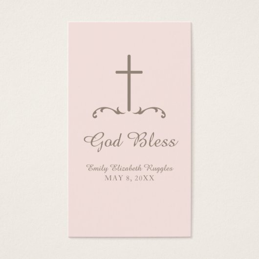Blush Pink and Brown Cross First Communion (Front)