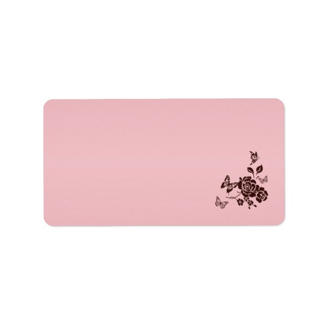 Blush Pink and Brown Floral Address Label Blank (Front)