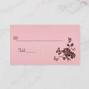 Blush Pink and Brown Floral Butterfly Place Cards