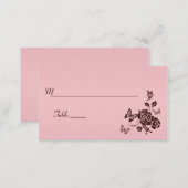 Blush Pink and Brown Floral Butterfly Place Cards (Front/Back)