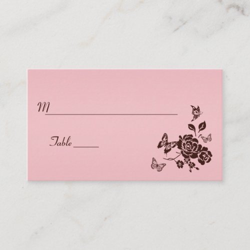 Blush Pink and Brown Floral Butterfly Place Cards Business Cards