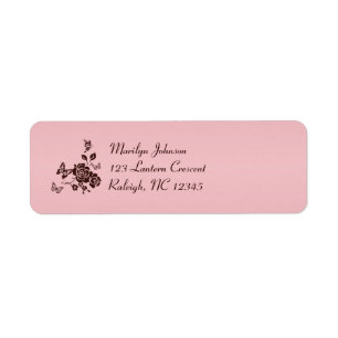 Blush Pink and Brown Floral Return Address Label