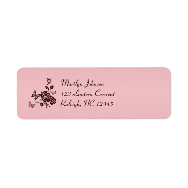Blush Pink and Brown Floral Return Address Label (Front)