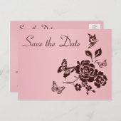 Blush Pink and Brown Floral Save the Date Card (Front/Back)