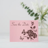 Blush Pink and Brown Floral Save the Date Card (Standing Front)
