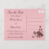 Blush Pink and Brown Floral Save the Date Card (Back)