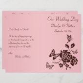 Blush Pink and Brown Floral Wedding Program (Front/Back)