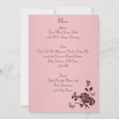 Blush Pink and Brown Flowers and Butterflies Menu Invitation (Back)