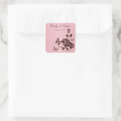 Blush Pink and Brown Flowers Butterflies Sticker (Bag)