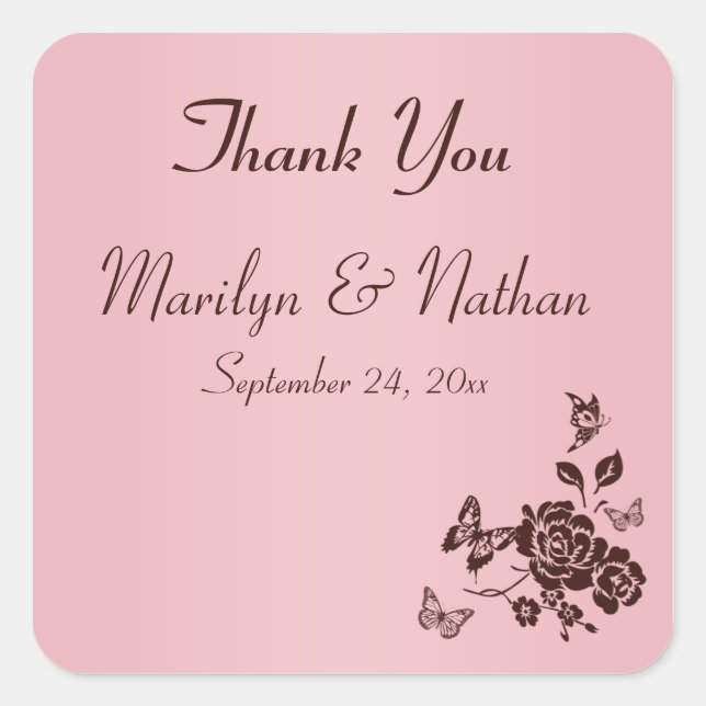 Blush Pink and Brown Flowers Butterflies Sticker (Front)
