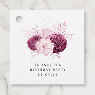Blush Pink and Burgundy Floral Favor Tags