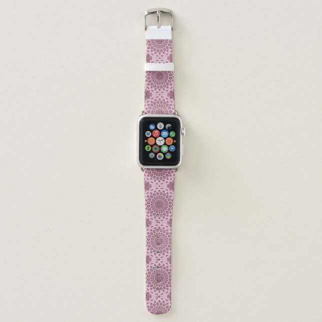 Blush Pink and Burgundy Mandala Pattern Apple Watch Band (Front)
