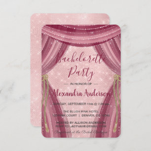 Blush Pink and Burgundy Sparkle Bachelorette Party Invitation