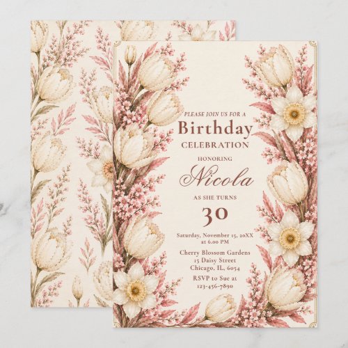 Blush Pink And Champagne Birthday Invitation