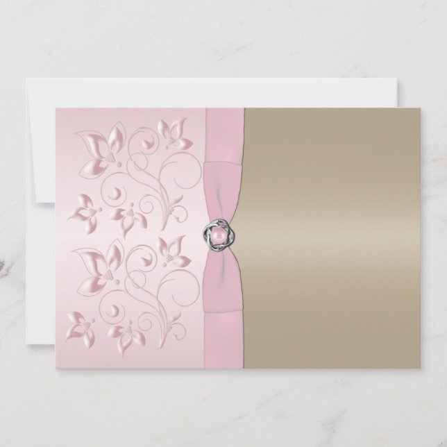 Blush Pink and Champagne Floral Invitation (Front)