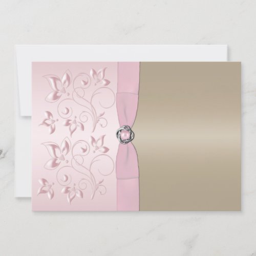 Blush Pink and Champagne Floral Invitation