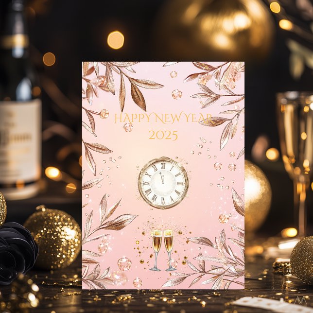 Blush Pink and Champagne Gold New Year Eve  Invitation (Creator Uploaded)