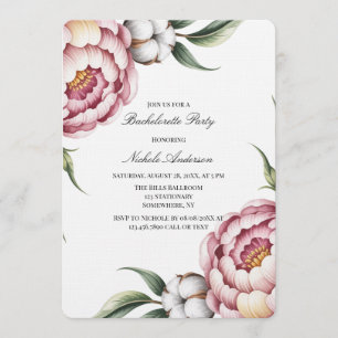 Blush Pink and Cotton Bachelorette Party Invitation