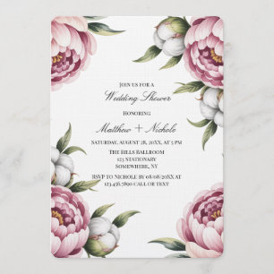 Blush Pink and Cotton Wedding Shower Invitation