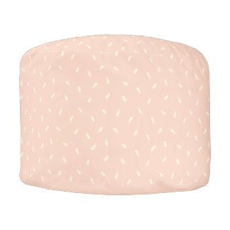 Blush Pink and Cream Dash Pattern Pouf