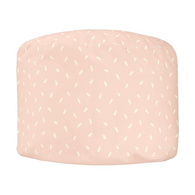 Blush Pink and Cream Dash Pattern Pouf (Front)