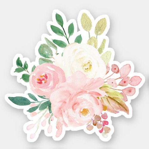 Blush Pink And Cream Flowers Bouquet Watercolor Sticker