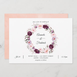 Blush Pink and Deep Velvet Wedding Invitation
