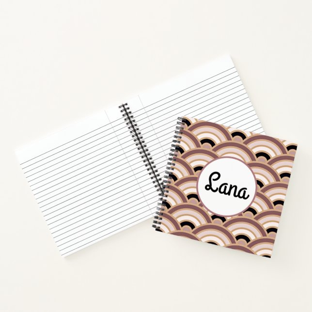Blush Pink and Dusk Purple Art Deco Customizable Notebook (Inside)