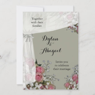 Blush Pink and Dusty Sage Green Wedding Invitation